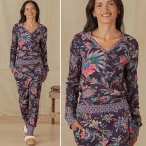 Sundance Thermal Pajama Set in Purple, Pink & Teal Floral Print